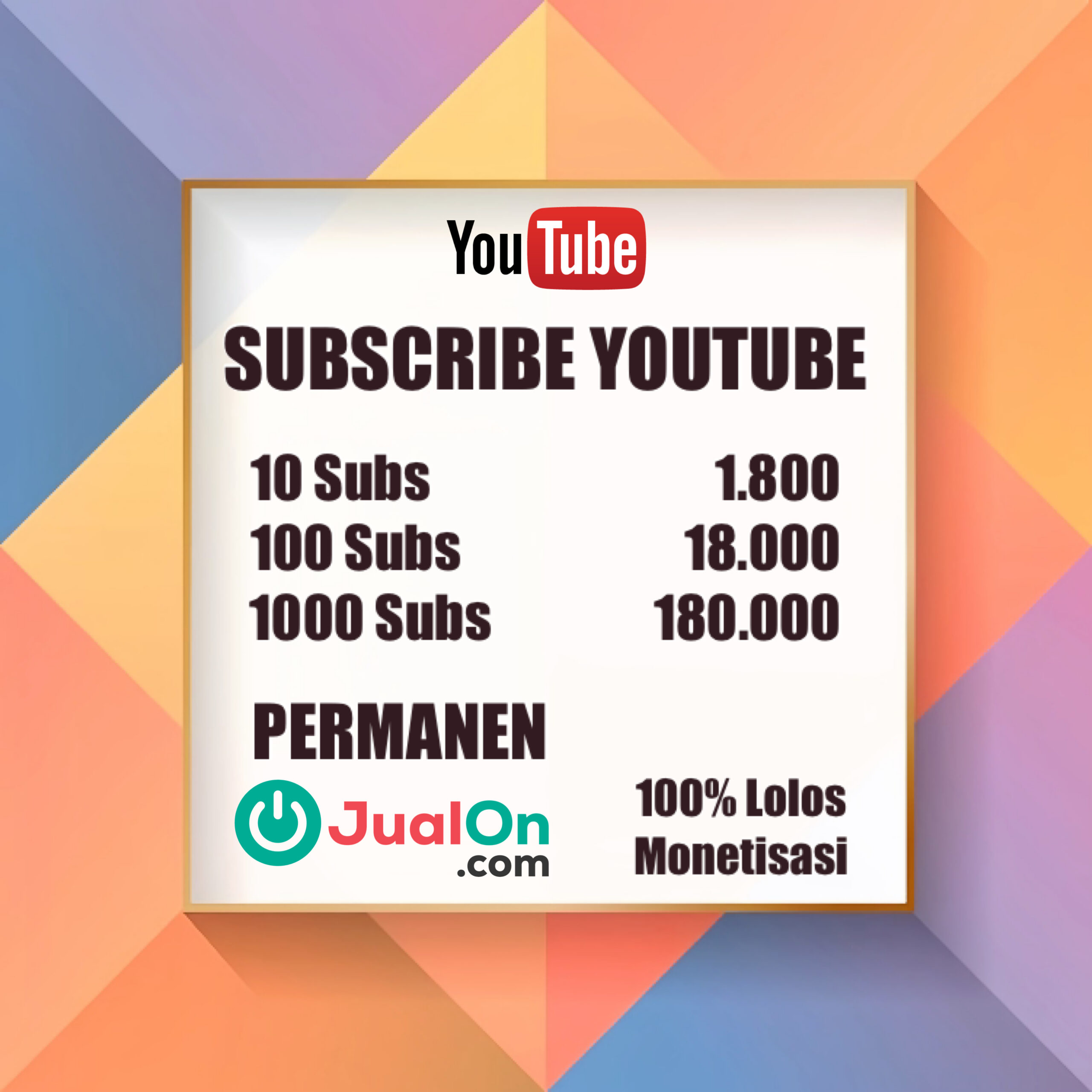 Subscriber Youtube Termurah - Permanen Monetisasi