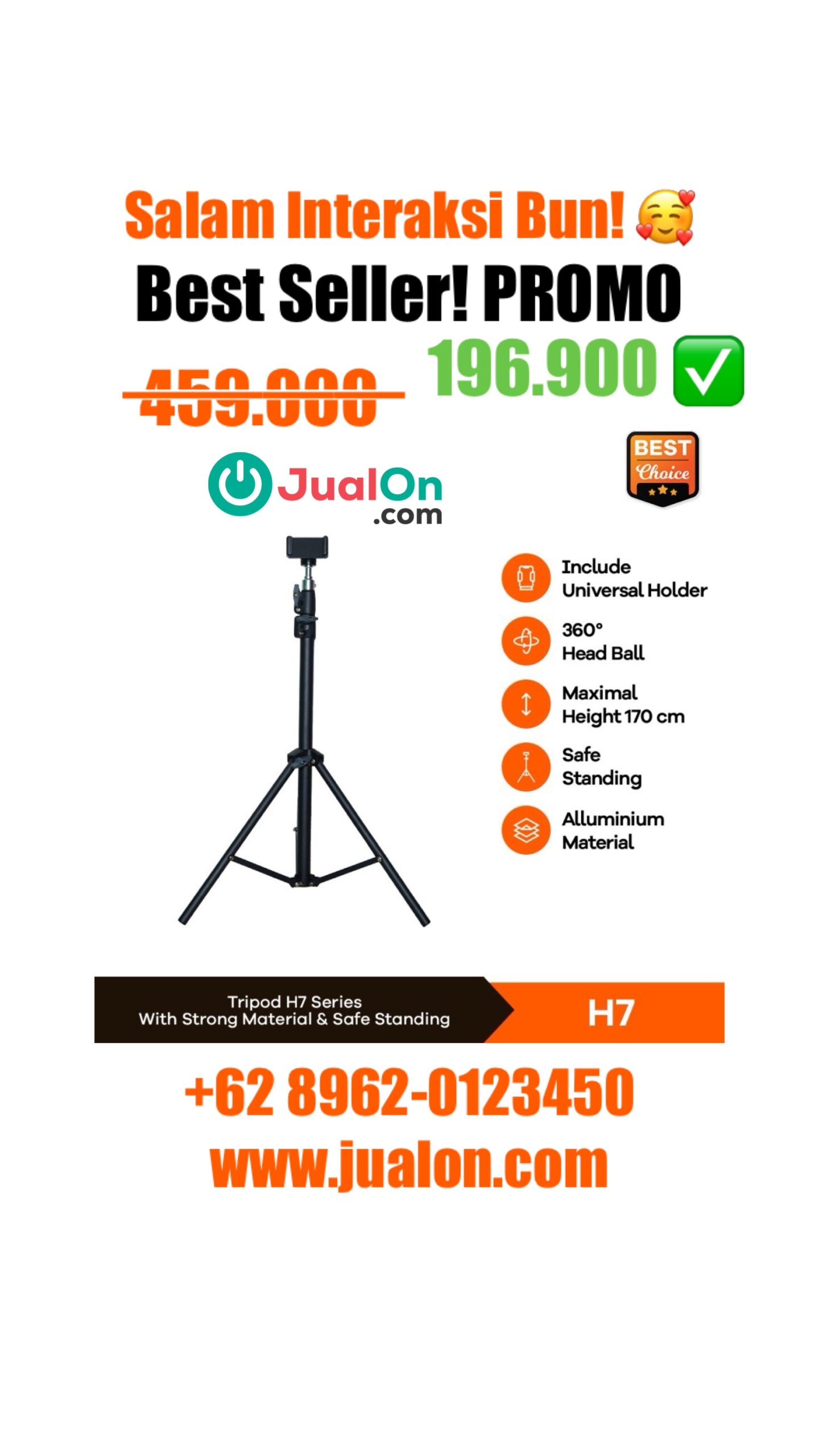 Tripod Universal HP | Kamera | Webcam Holder JETE H7 - 1,7meter