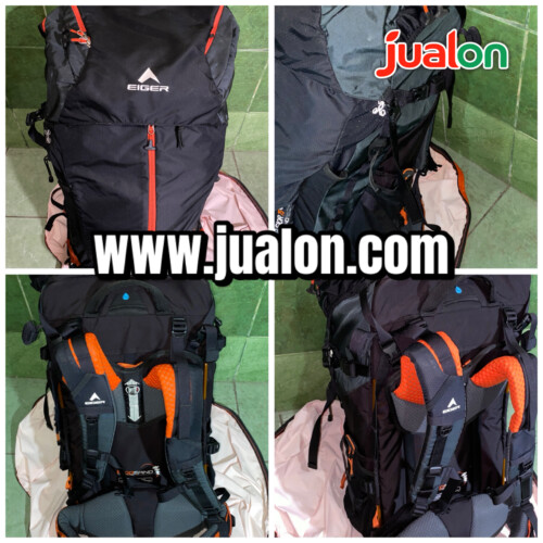 Tas Carrier Eiger Excelsior 75+15L Original Black Borneo – Ransel Gunung Hiking Camping Ergospino Anti Hujan